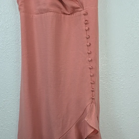 Shinestar - Pink Elegant High-Low Flared Hem, Ruffle Neck Dress Women's Small - Picture 3 of 13